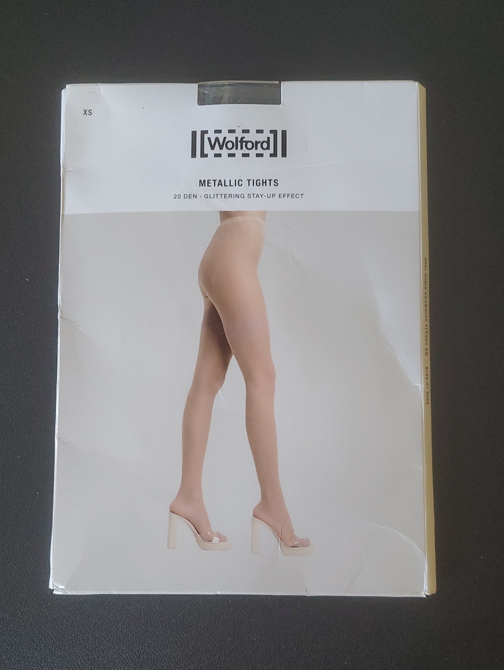 WOLFORD METALIC TIGHTS 20 DEN-GLITERING STAY-UP EFFECT IN BLACK / SZ:XS